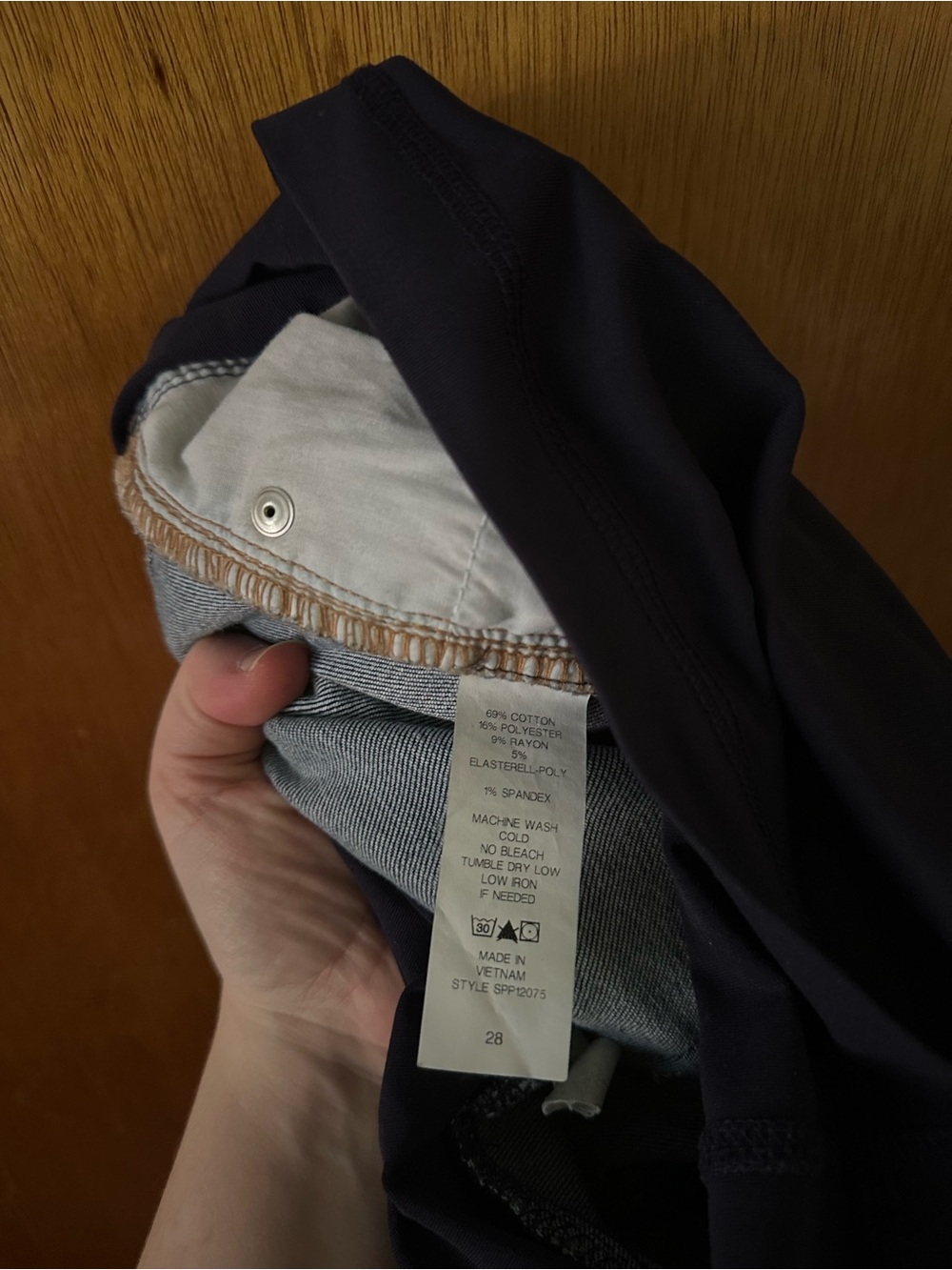 Maternity High-Waist Denim Jeans with Navy Blue Support Panel - Picture 5 of 5